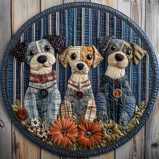 Dog Trio WN0207062CL Quilted Round Mat