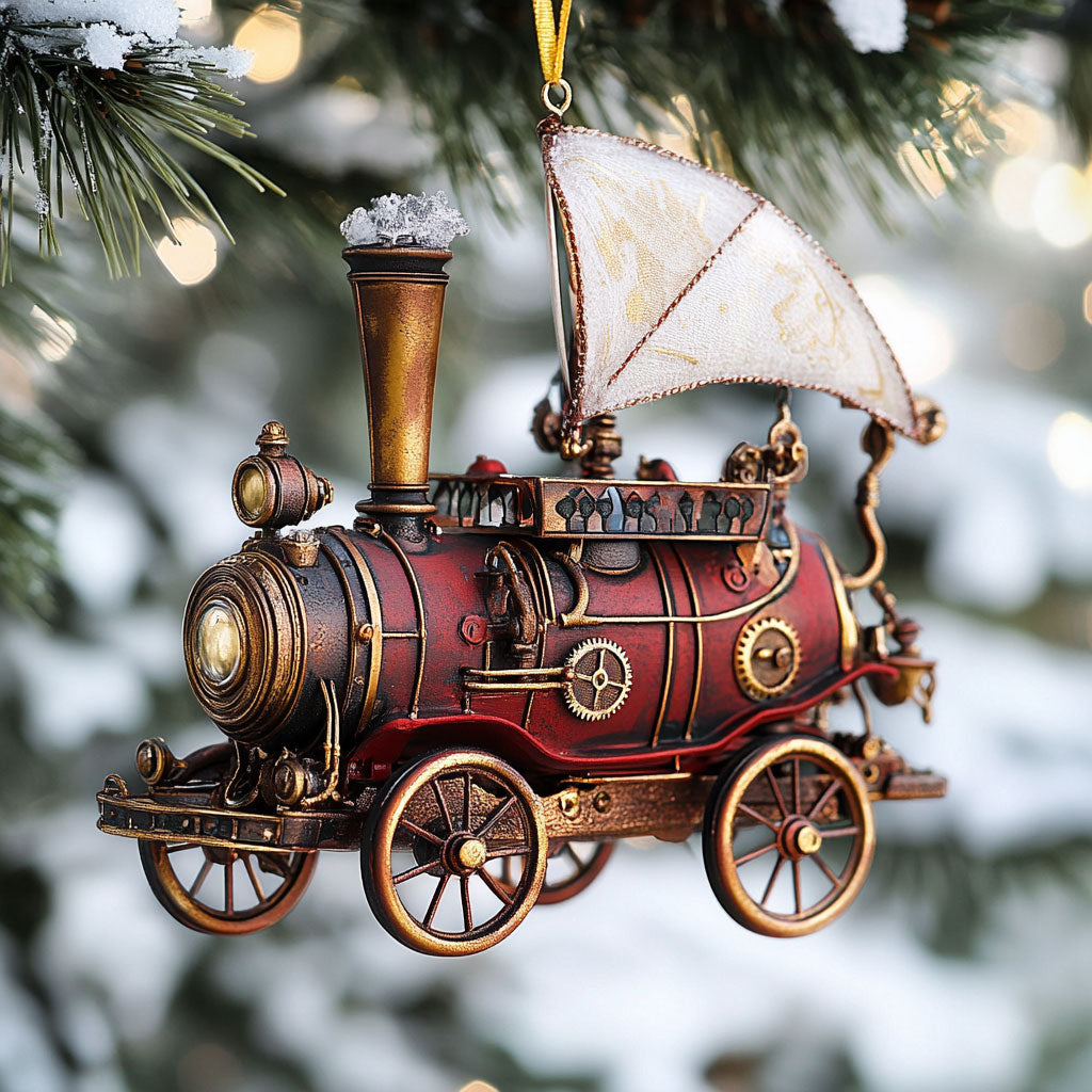 Steampunk Flying Carriage Sky Machina WN0412058CL Christmas Ornament