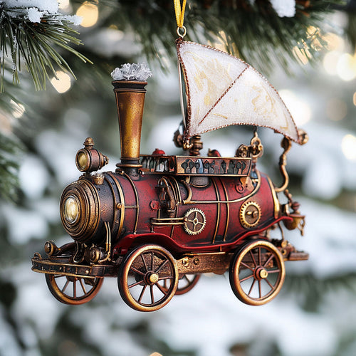 Steampunk Flying Carriage Sky Machina WN0412058CL Christmas Ornament
