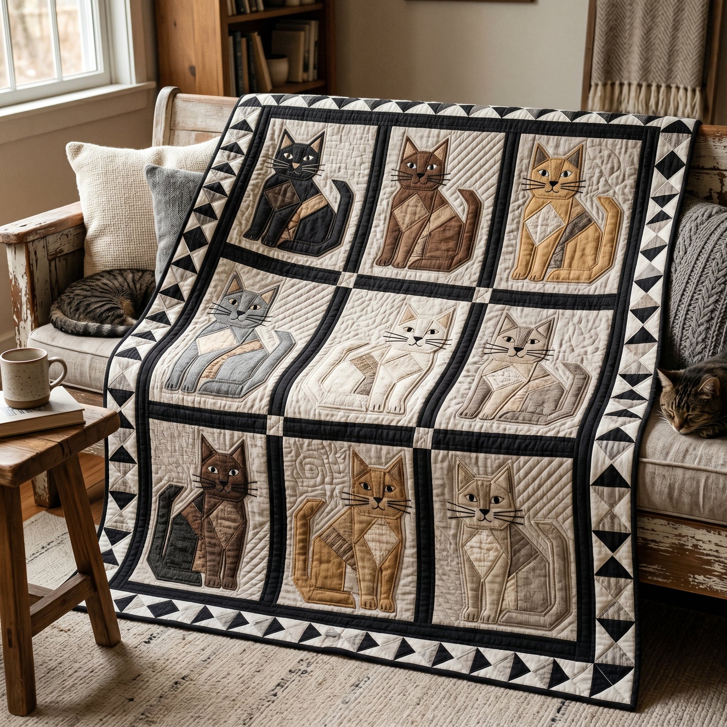 Geometric Cats XR0705001CL Quilt