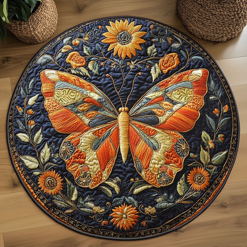 Rustic Butterfly WN0107046CL Quilted Round Mat