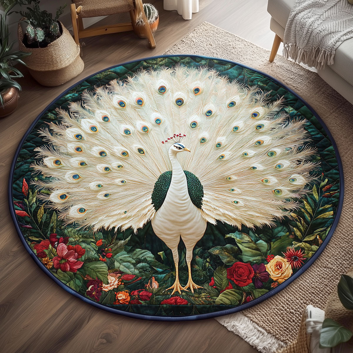 White Peacock WJ1405022CL Quilted Round Mat