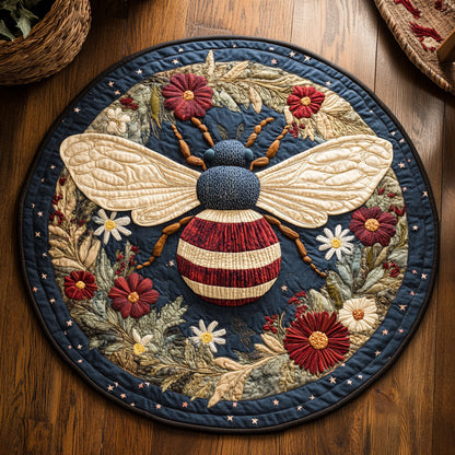 Patriotic Honeybee WJ1106042CL Quilted Round Mat