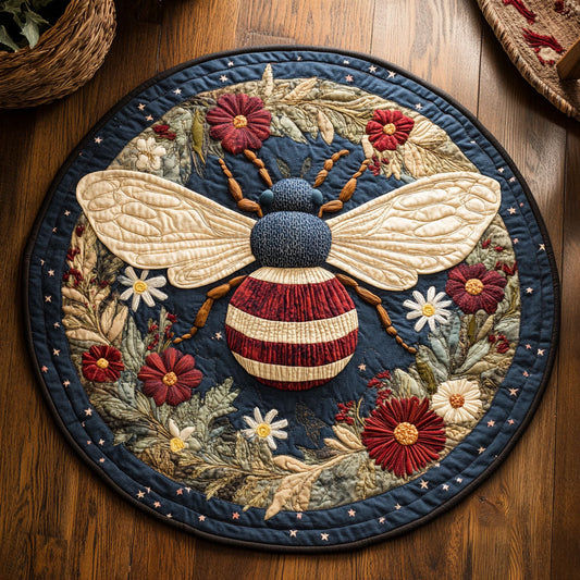 Patriotic Honeybee WJ1106042CL Quilted Round Mat