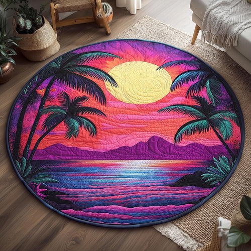 Tropical Surreal Sunset WJ0107045CL Quilted Round Mat
