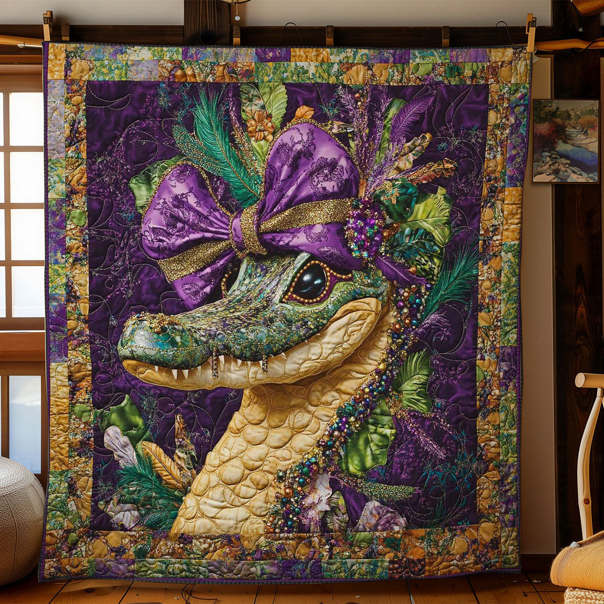 Mardi Gras Crocodile WN1203024CL Quilt