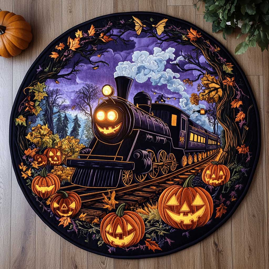 Halloween Train WN1005031CL Quilted Round Mat