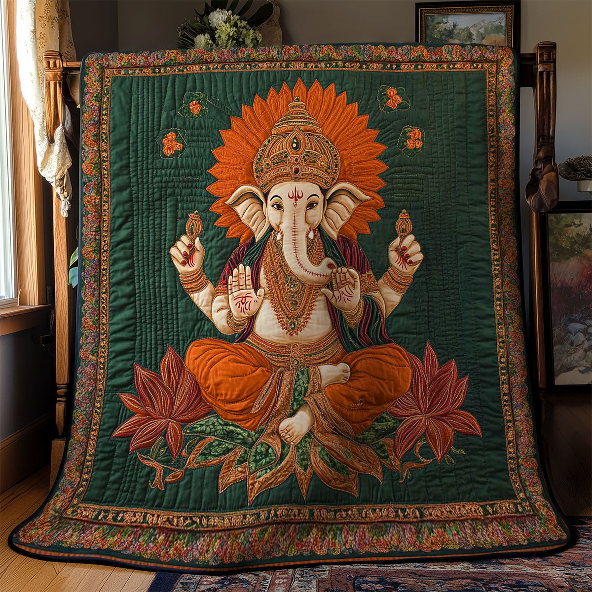 Hinduism Ganesha Cosmic WN0503043CL Quilt