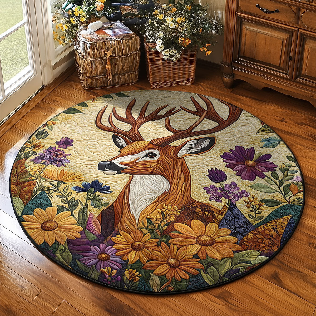 Woodland Majestic Deer WJ1704057CL Quilted Round Mat