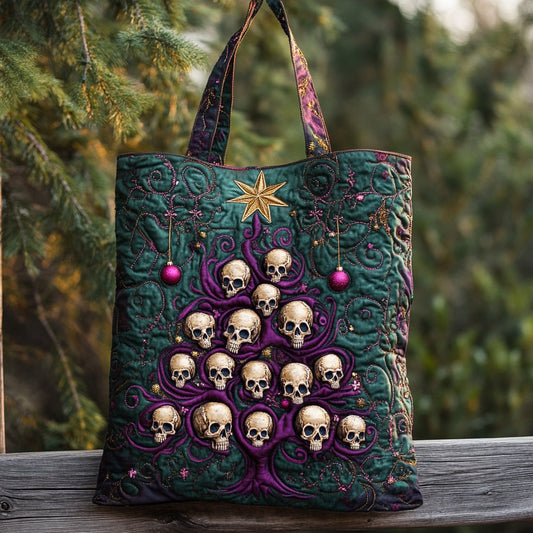 Dark Christmas Tree XR2511018CL Quilted Tote Bag