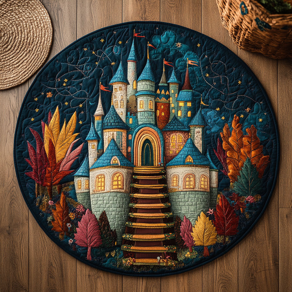 Castle Under Starlight WJ2407037CL Quilted Round Mat