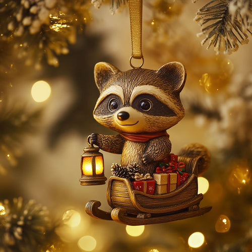 Raccoon Sleigh Christmas LT2110011CL Christmas Ornament