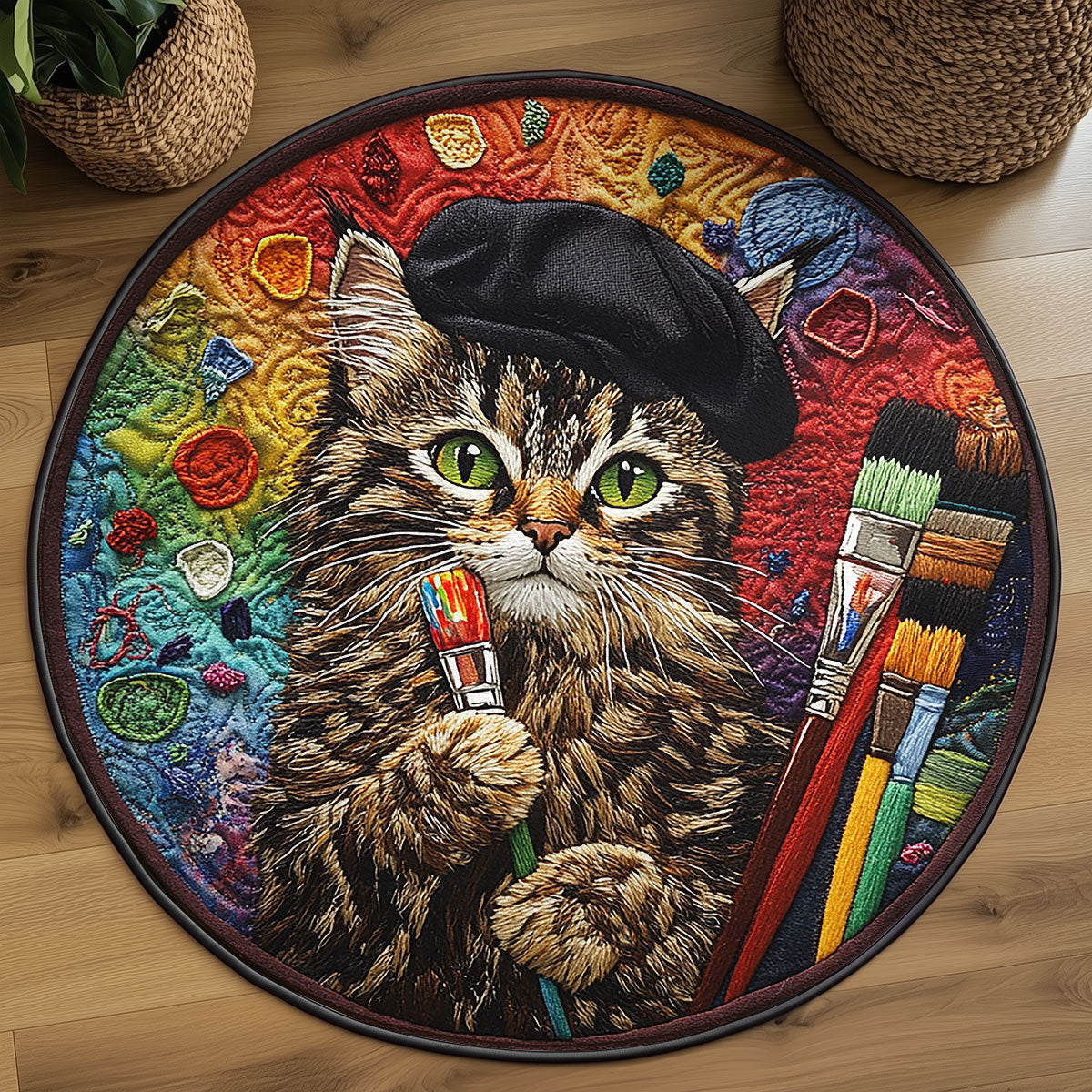Studio Cat Joy WN3006071CL Quilted Round Mat
