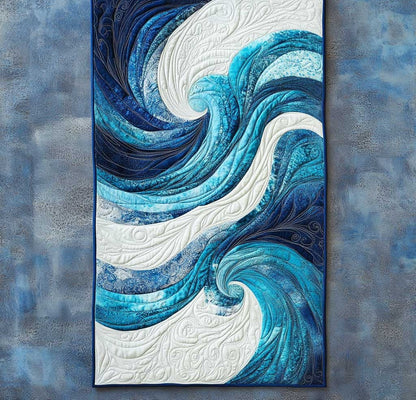 Blissful Sea Wave WP2002032CL Quilted Table Runner