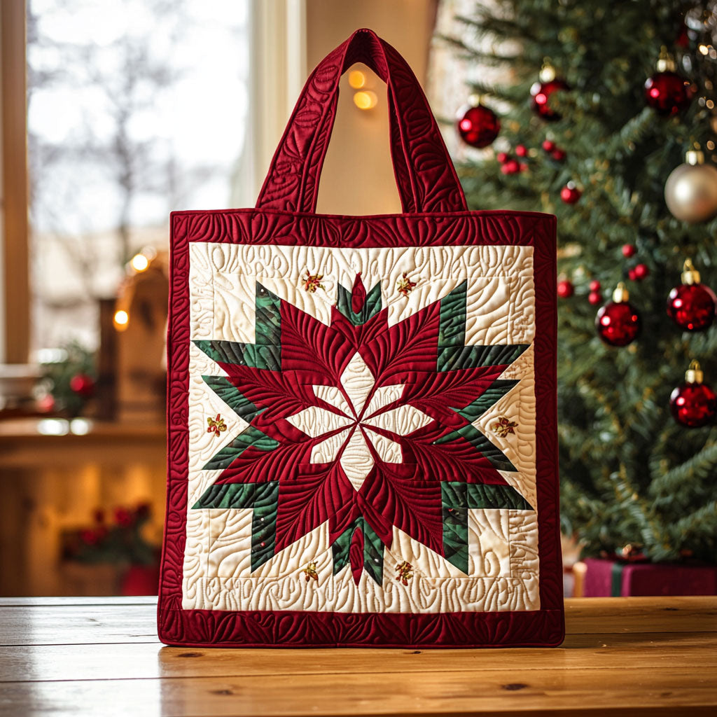 Geometric Poinsettia QA2711029CL Quilted Tote Bag