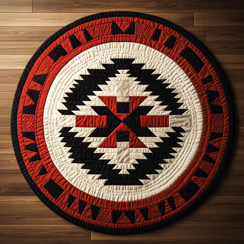 Geometric Harmony KL1301062CL Quilted Round Mat