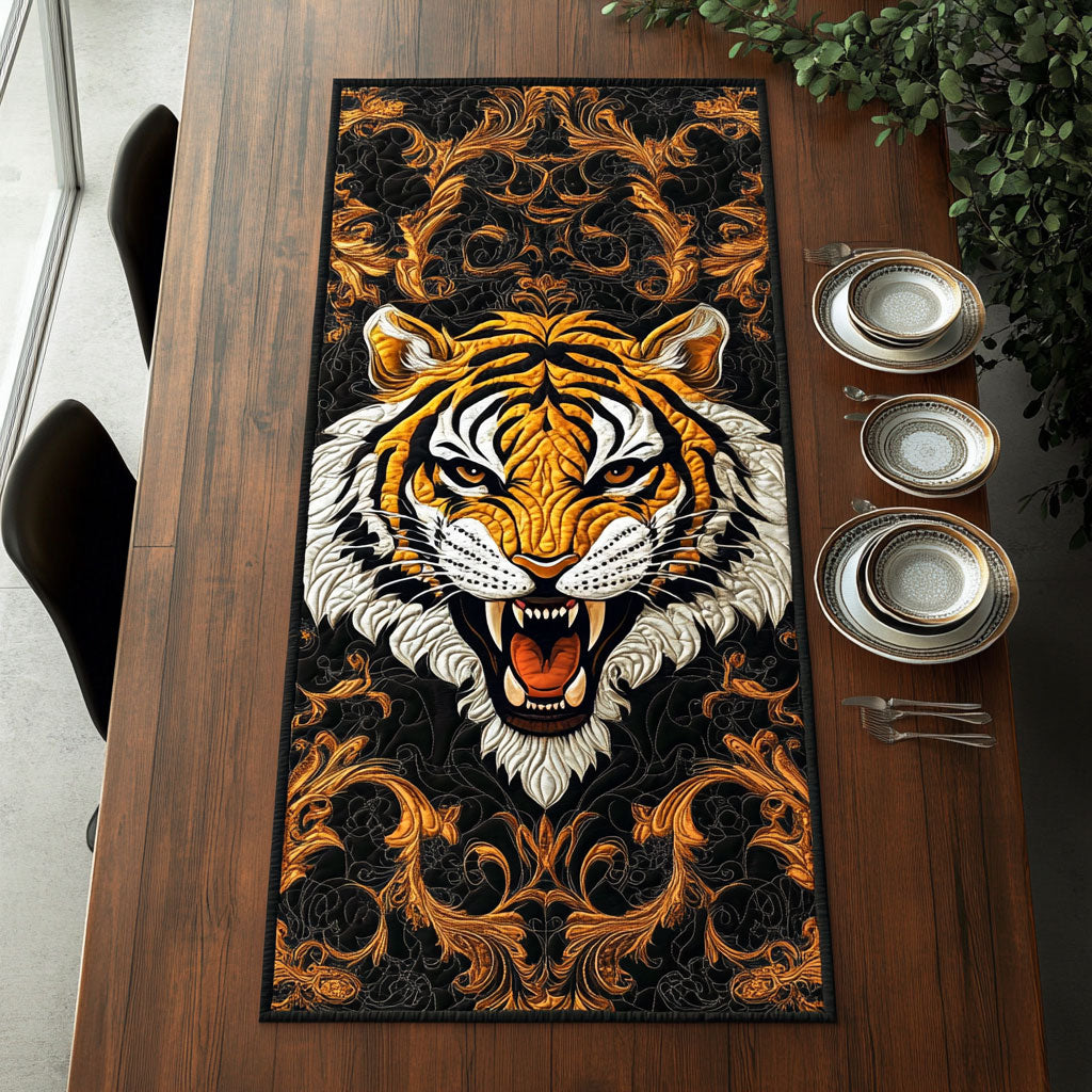 Baroque Tiger Portrait WJ0907031CL Quilted Table Runner