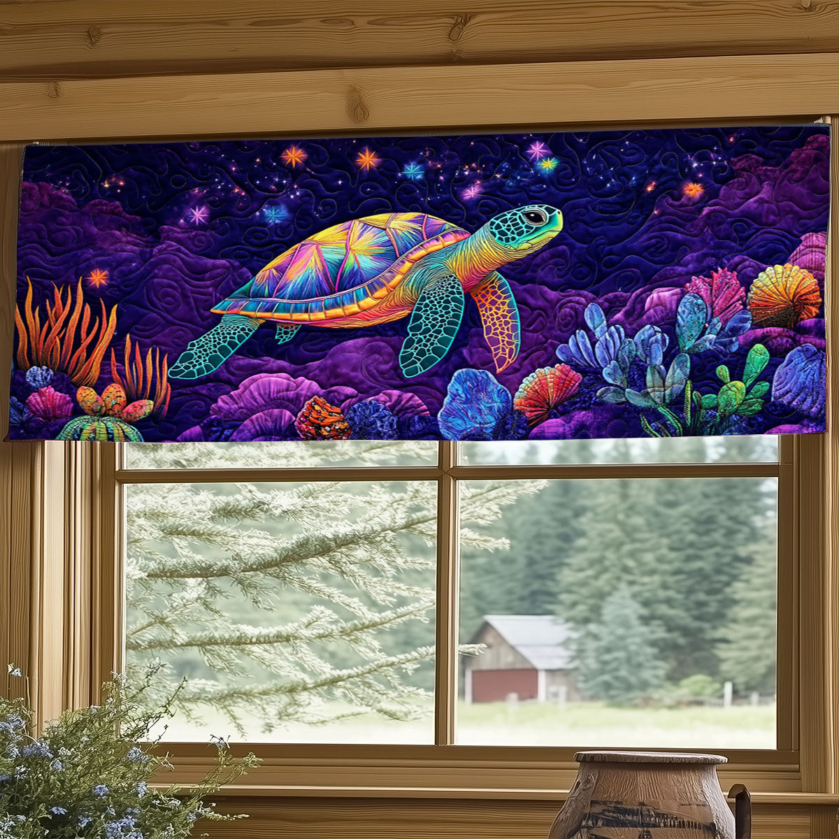 Cosmic Turtle Drift WJ1906023CL Quilted Valance