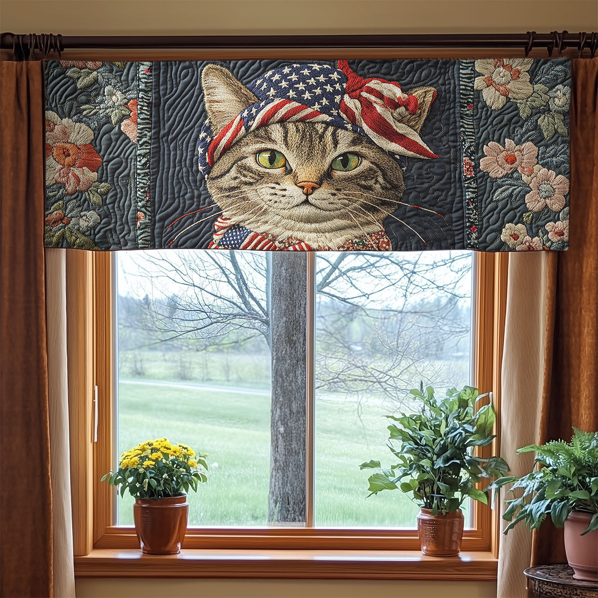 Liberty Catscape WN1006065CL Quilted Valance
