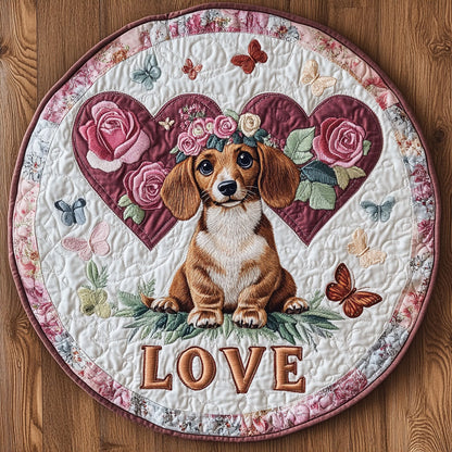 Floral Dachshund WN0907050CL Quilted Round Mat