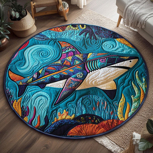 Whimsical Shark WJ1505029CL Quilted Round Mat