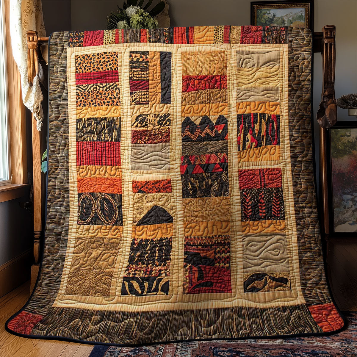 Golden African Patchwork WN0403044CL Quilt