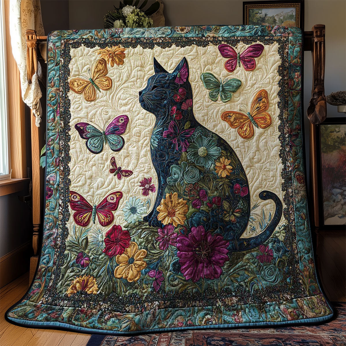 Whimsical Butterfly Cat WN0302037CL Quilt