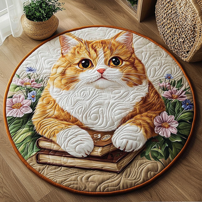 Wise Ginger Cat QA0901011CL Quilted Round Mat