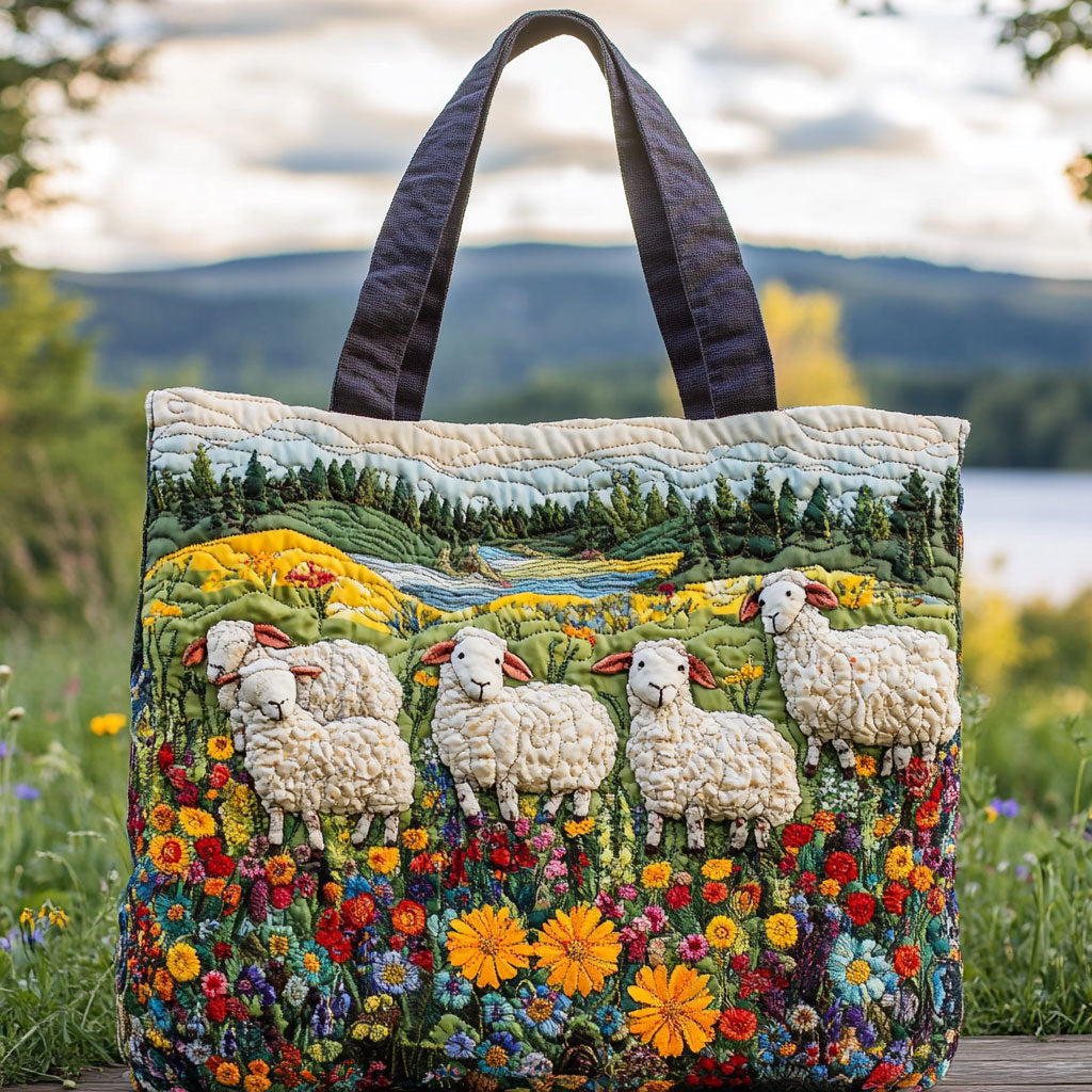 Hillside Sheep WN0801044CL Quilted Tote Bag