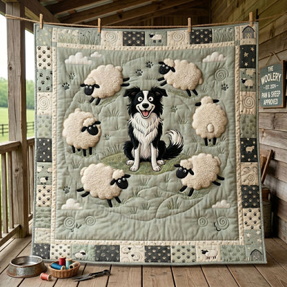 Border Collie And Sheep Meadow WN2805001CL Quilt