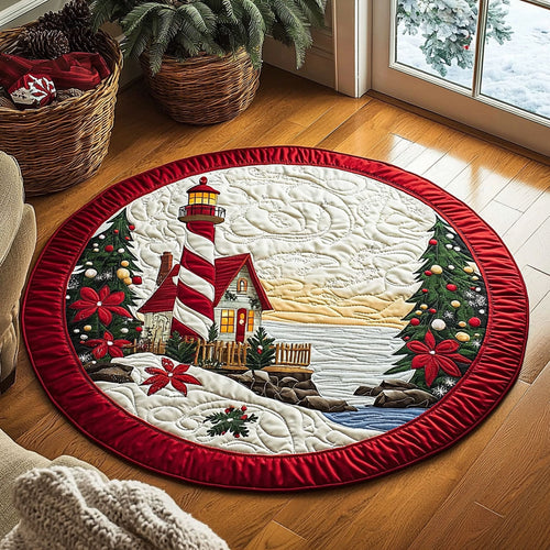 Christmas Lighthouse QA0212047CL Quilted Round Mat
