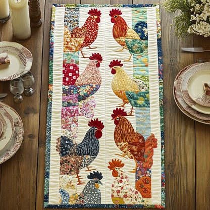 Whimsical Chicken CW1805052CL Quilted Table Runner
