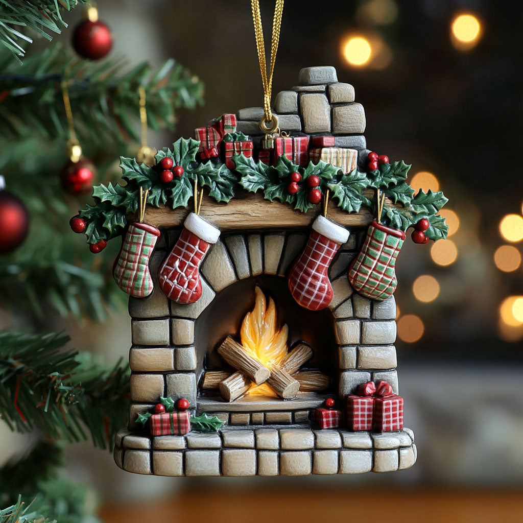 Santa Fireplace WN2411077CL Christmas Ornament