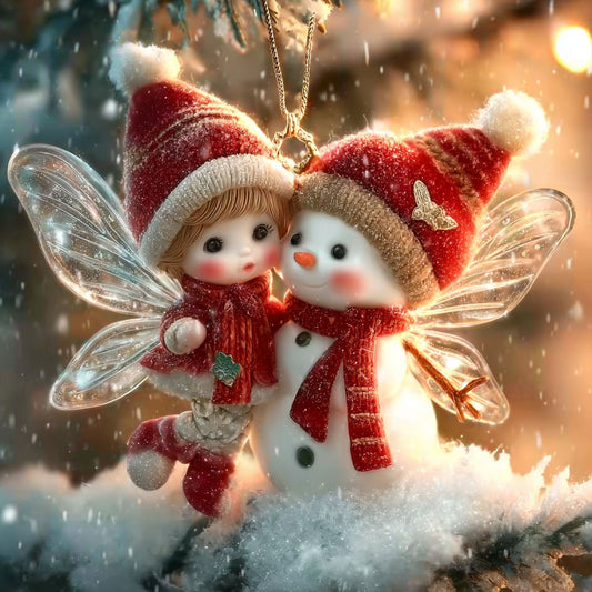 Snowman Fairy Hug WN0912075CL Christmas Ornament
