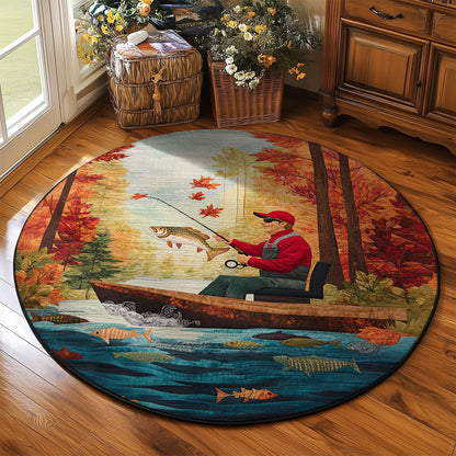 Fishing Old Man WJ0404041CL Quilted Round Mat