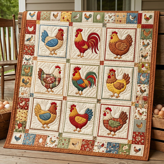 Fabric Chickens XR1604014CL Quilt