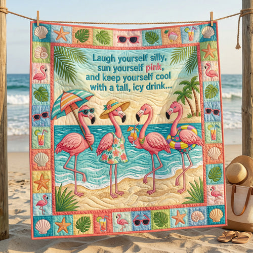 Tropical Flamingo Fun XR0604011CL Quilt