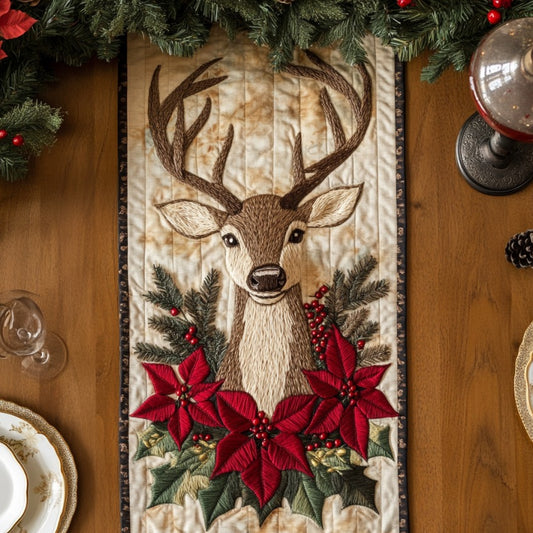 Reindeer In Christmas XR1709001CL Quilted Table Runner