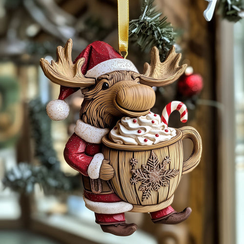 Cozy Cocoa Santa Moose LT2210005CL Christmas Ornament