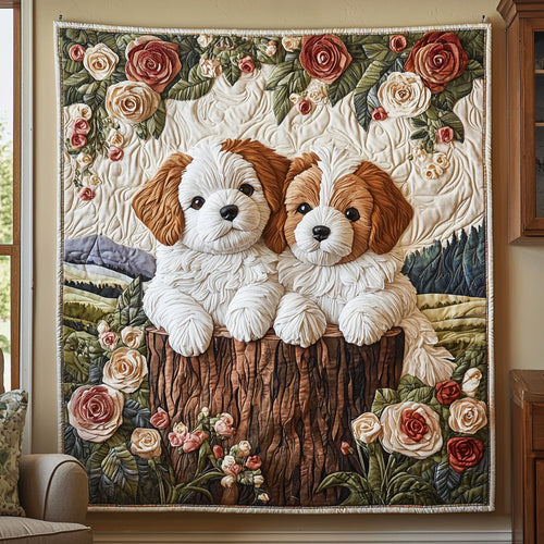 Dogs In Rose Garden QA0801009CL Quilt