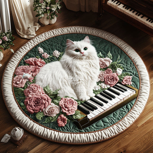 Heirloom Piano Cat KL1301053CL Quilted Round Mat
