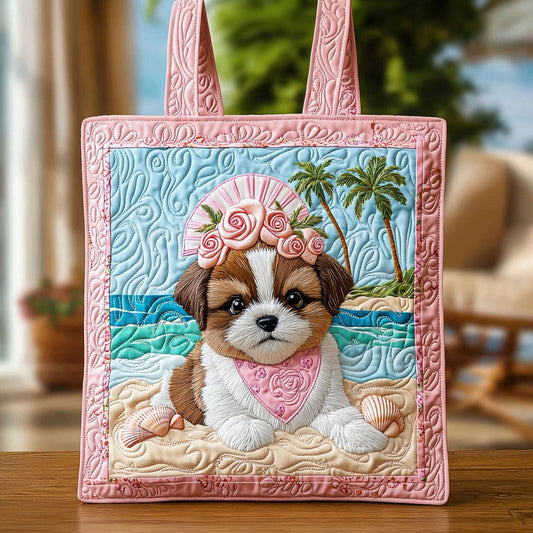 Graceful Shih Tzu QA1112040CL Quilted Tote Bag