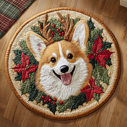 Smile Corgi CP1110076CL Quilted Round Mat