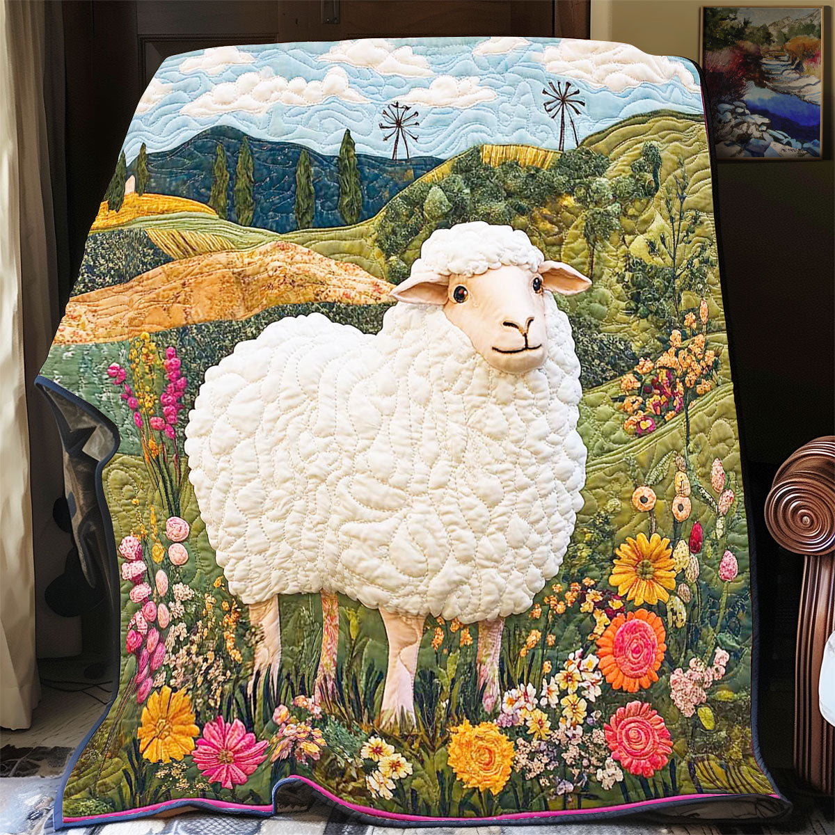 Vibrant Flower Sheep WP2201051CL Quilt