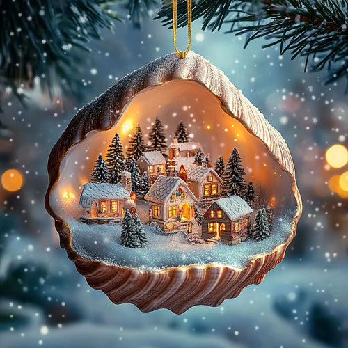 Winter Town Lantern Night WN0912089CL Christmas Ornament