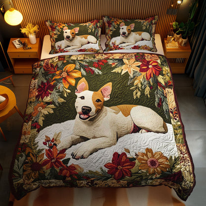 Floral Bull Terrier WN0802062CL Duvet Cover Set