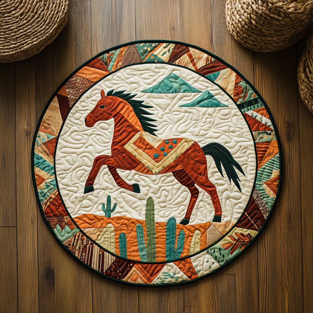 Desert Horse WN0104021CL Quilted Round Mat