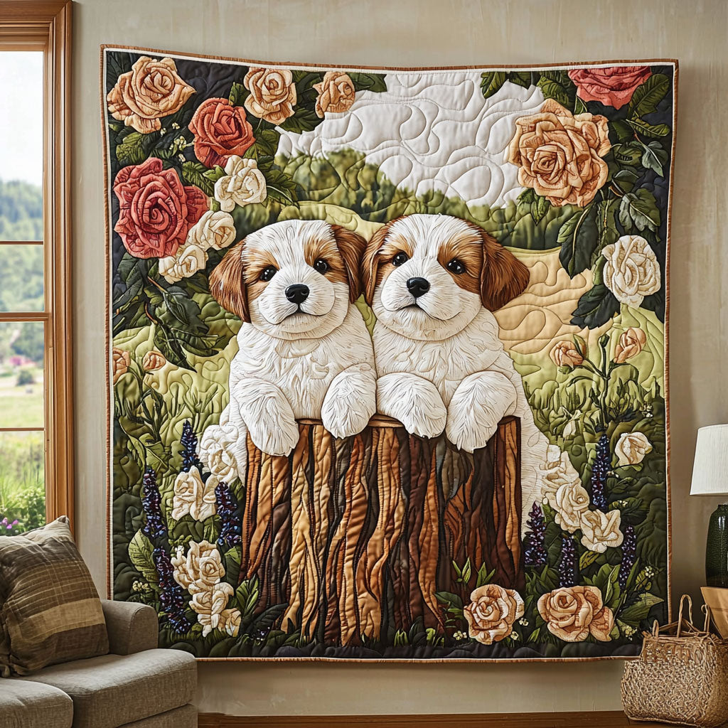 Dogs In Rose Garden QA0801012CL Quilt