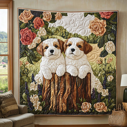 Dogs In Rose Garden QA0801012CL Quilt