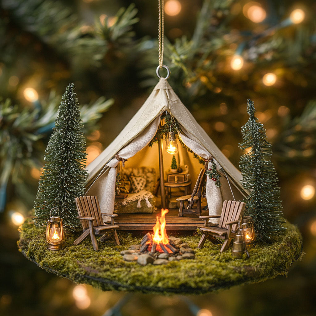 Glamping Tent Cozy Night WN2911039CL Christmas Ornament
